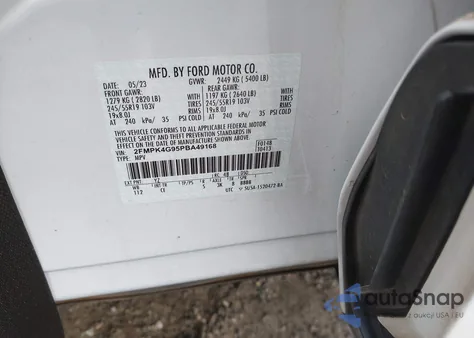 2023 Ford Edge Se z USA, uszkodzony, nr VIN 2FMPK4G95PBA49168